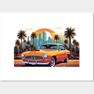 Classic Retro Car in Art: Vivid Vector on Clean White Background (325) Posters and Art